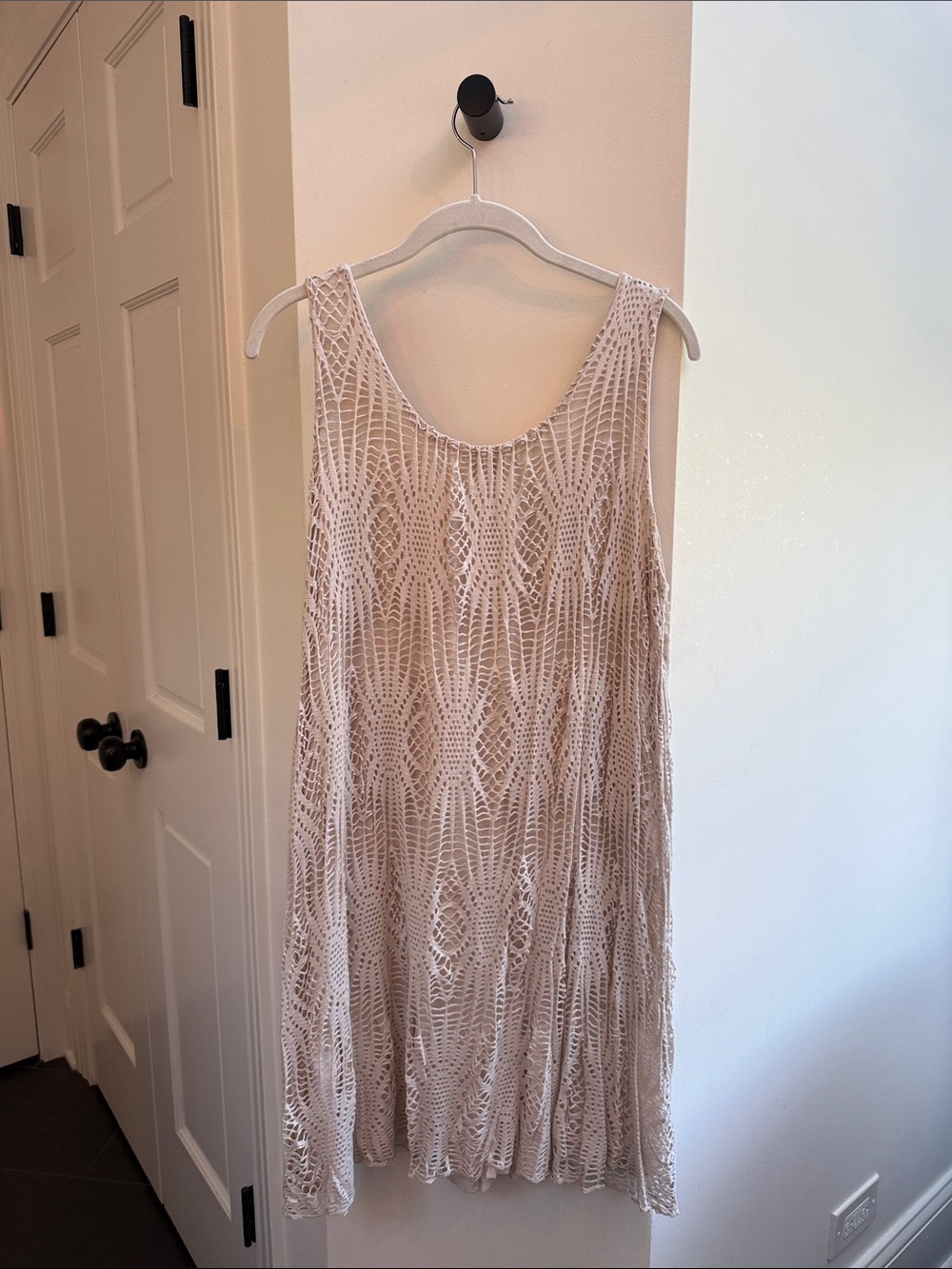 Sleeveless Crochet Overlay Dress in Cream - Picture 4 of 4